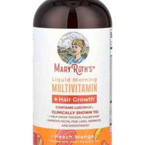liquid morning multivitamin + hair growth, peach mango, 15.22 fl oz