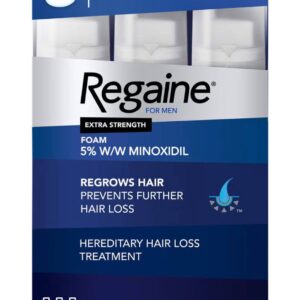 men 5% minoxidil extra strength topical hair regrowth foam 73ml, pack of 3's